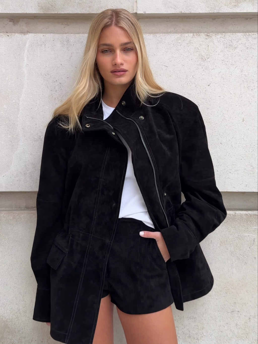 The Hailey Suede Jacket Black