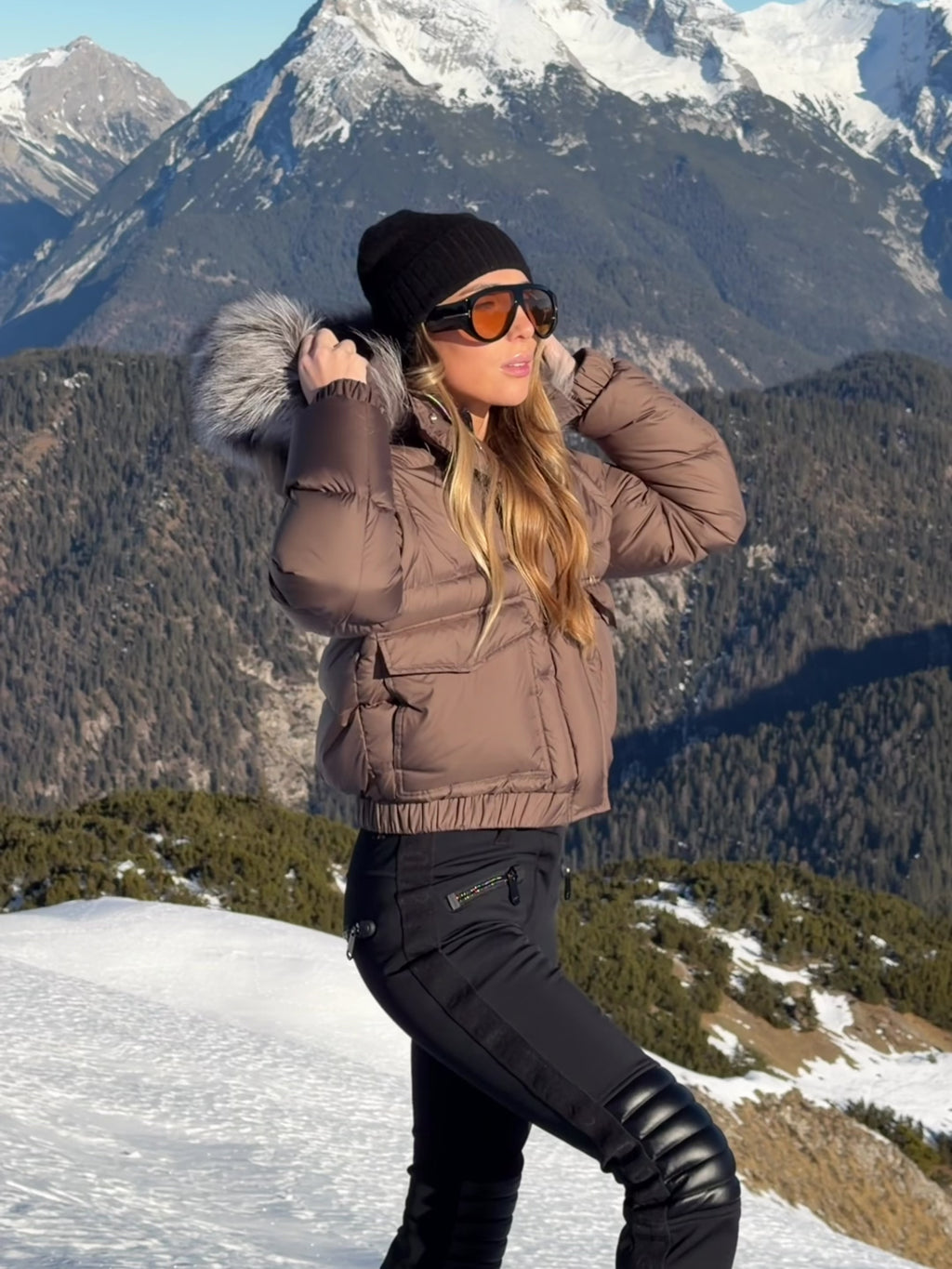 The Megeve Puffer Jacket and Vest Brown