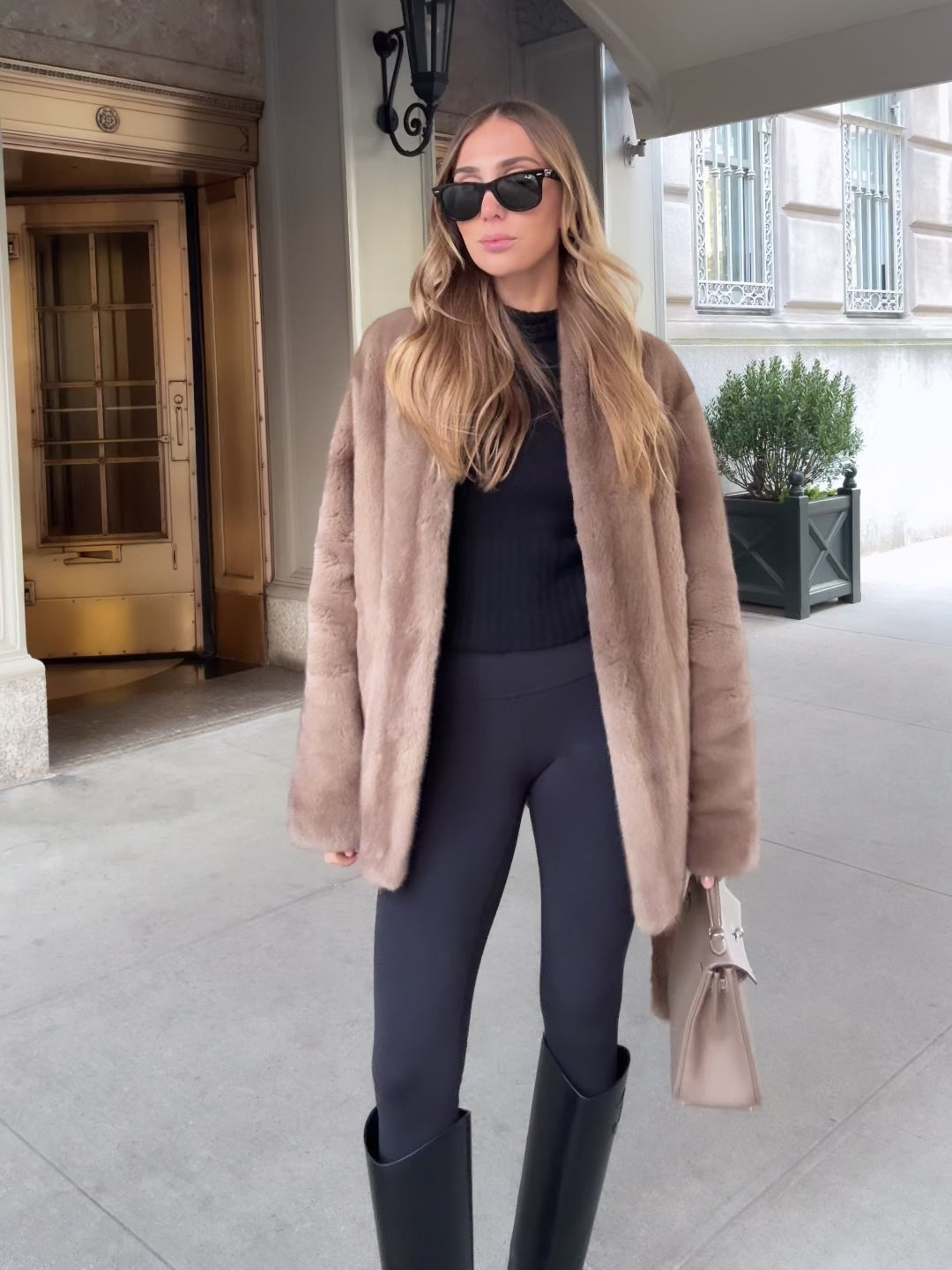 Natalia Jacket Pastel Brown Belted