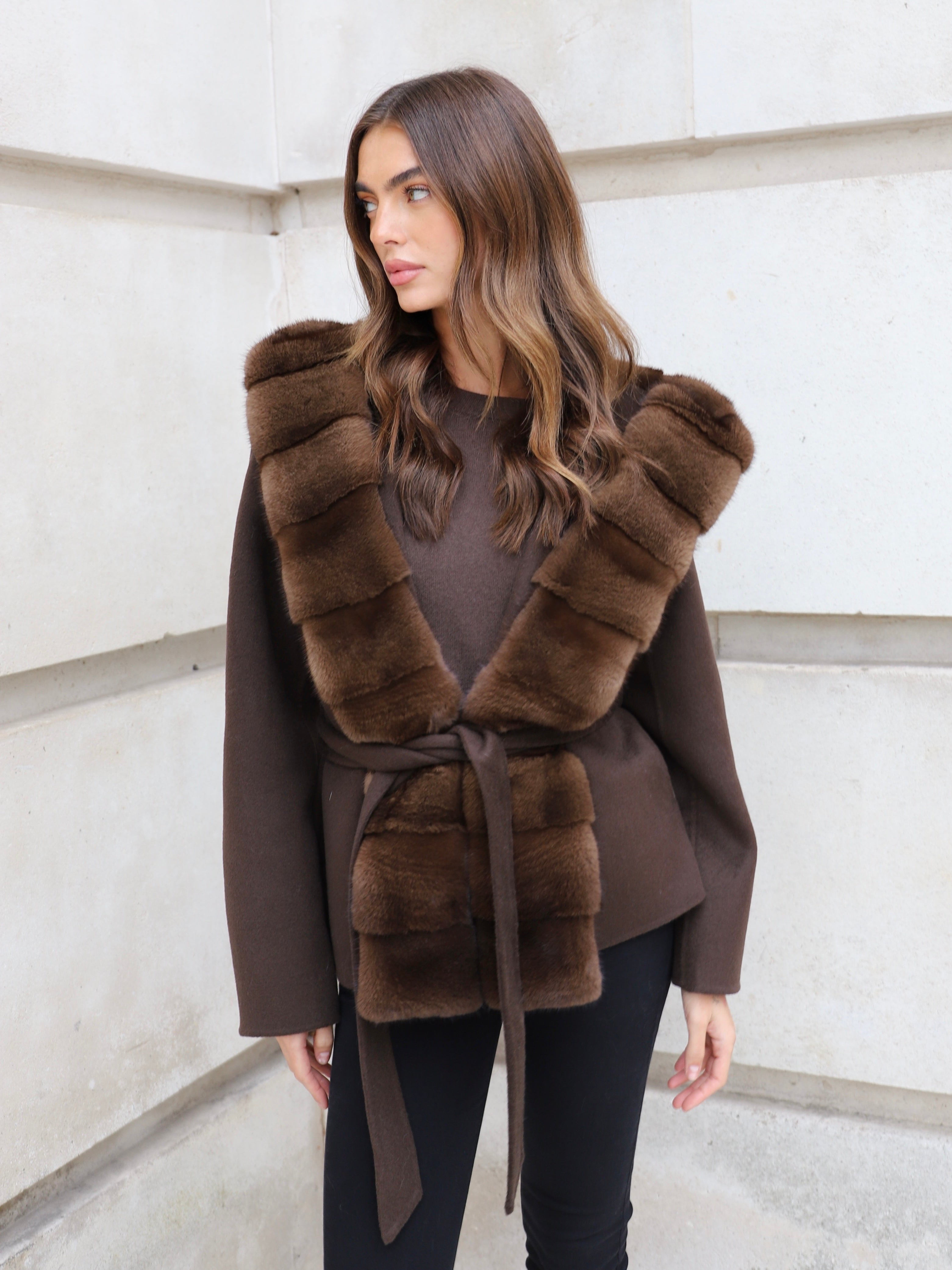 Ayla Coat | Women's Belted Fur Coat – L.Cuppini