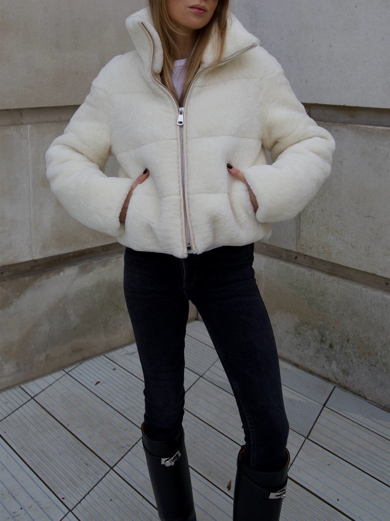 Shearling puffer coat best sale