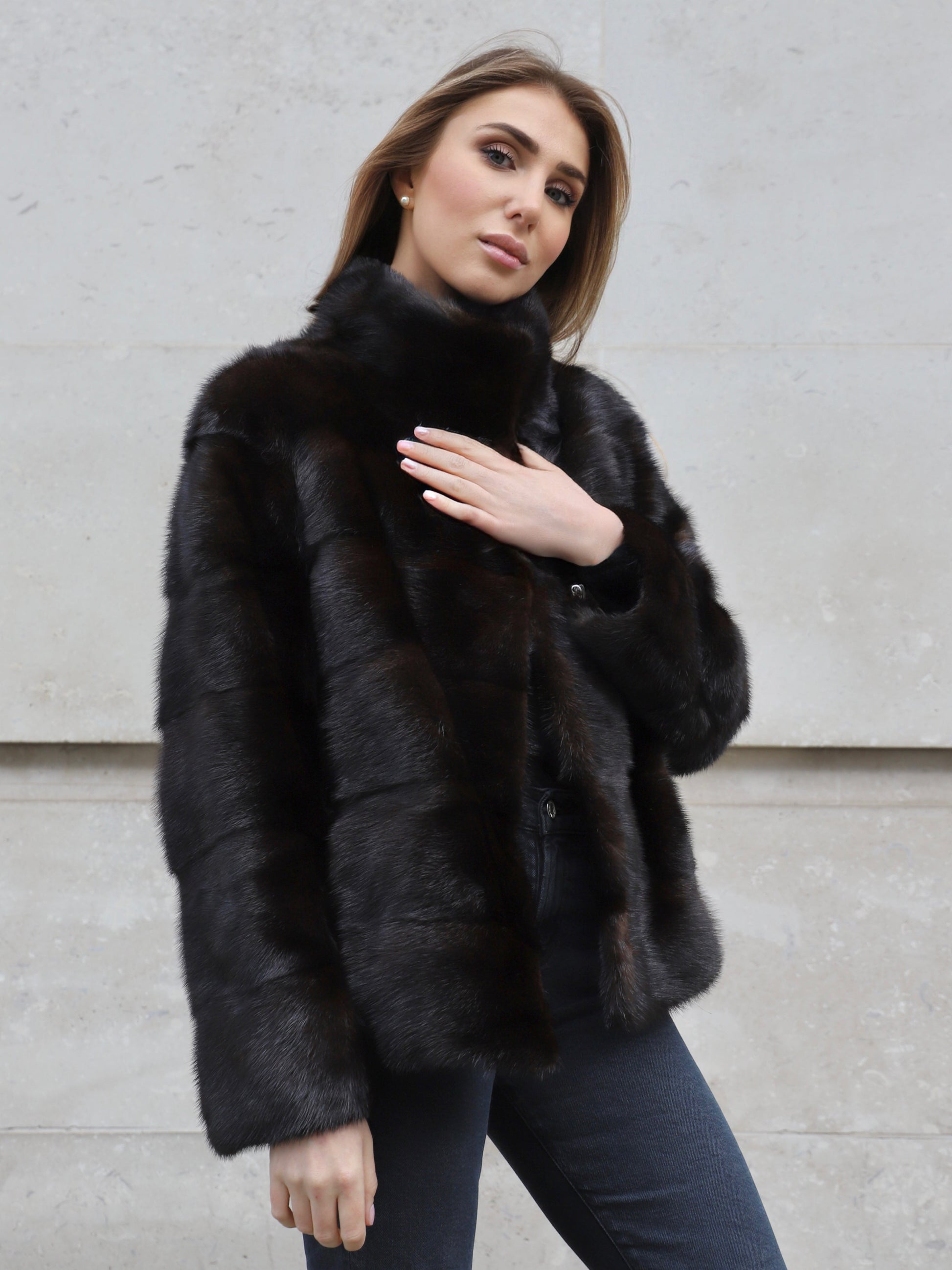 Black The Alexandra Jacket Brown the-alexandra-mink Coat XS,S,M,L,XL L.Cuppini
