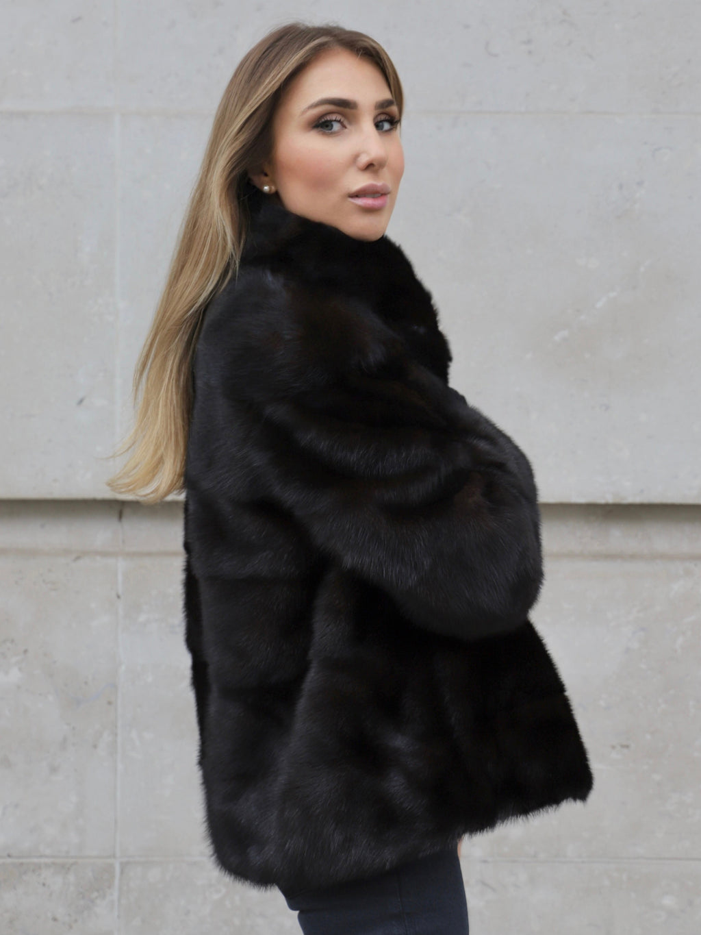 Dark Gray The Alexandra Jacket Brown the-alexandra-mink Coat XS,S,M,L,XL L.Cuppini