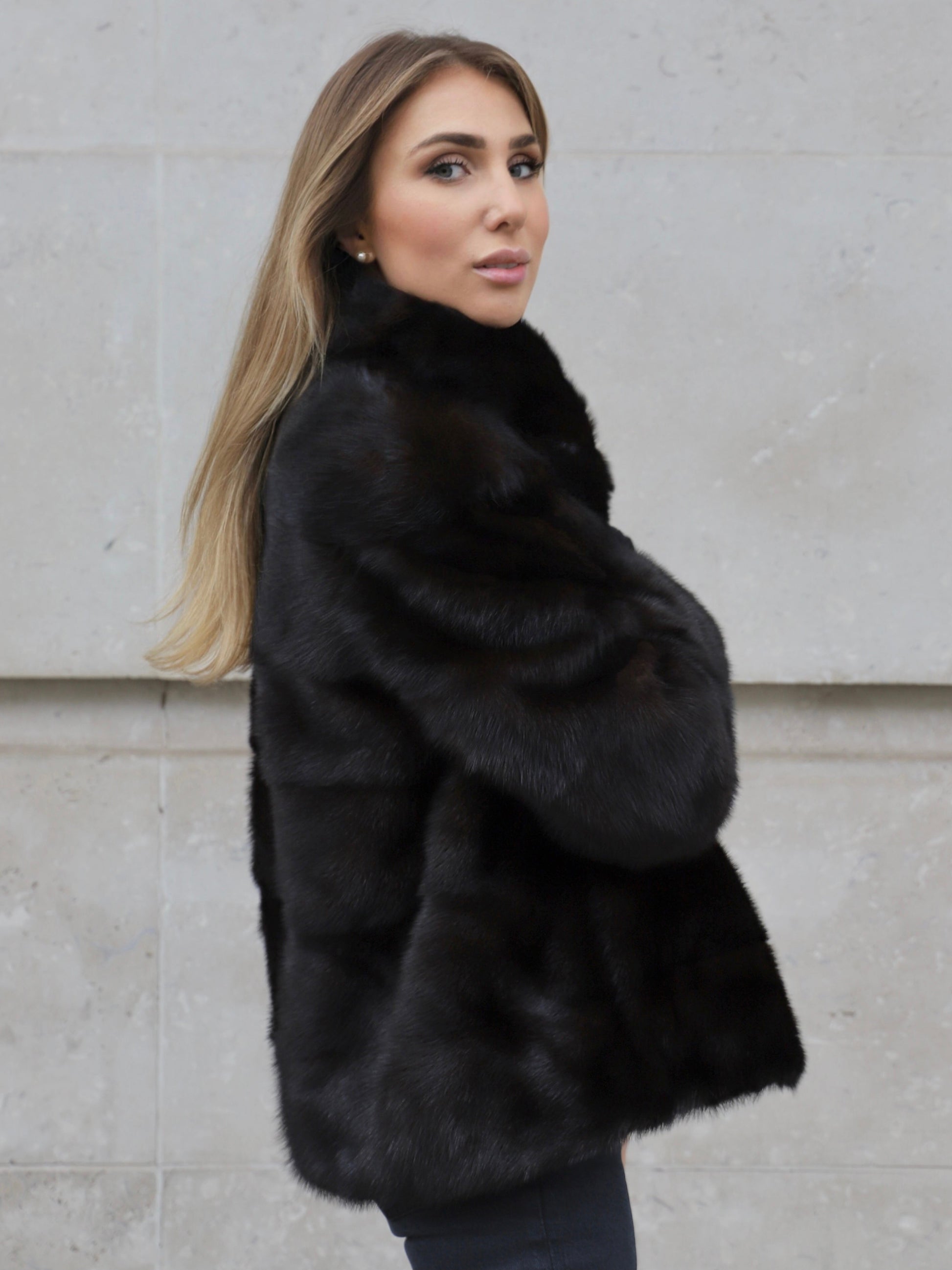Dark Gray The Alexandra Jacket Brown the-alexandra-mink Coat XS,S,M,L,XL L.Cuppini