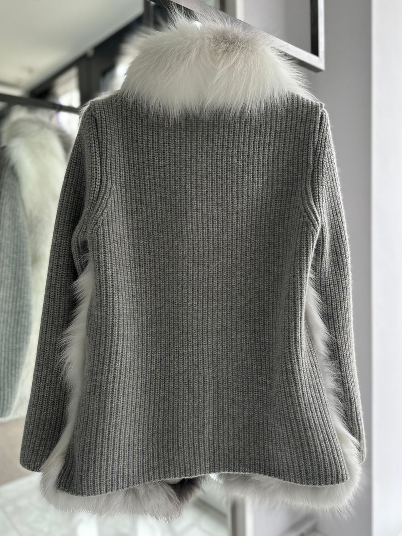 Dim Gray Vienna knitted cashmere cardigan knitted-grey-coat Coat Extra Small - Small,Medium - Large L.Cuppini