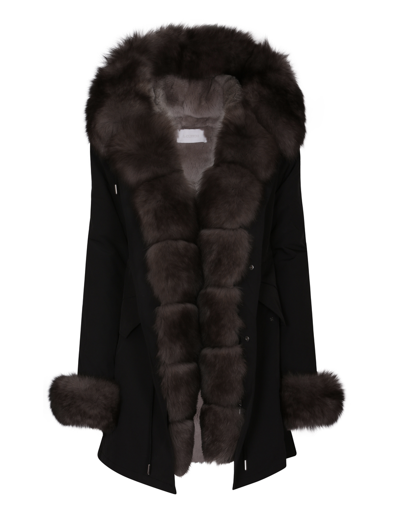 Black Oslo Parka Black oslo-fox-rabbit-fur-parka Coat Extra Small / Black,Small / Black,Medium / Black,Large / Black L.Cuppini