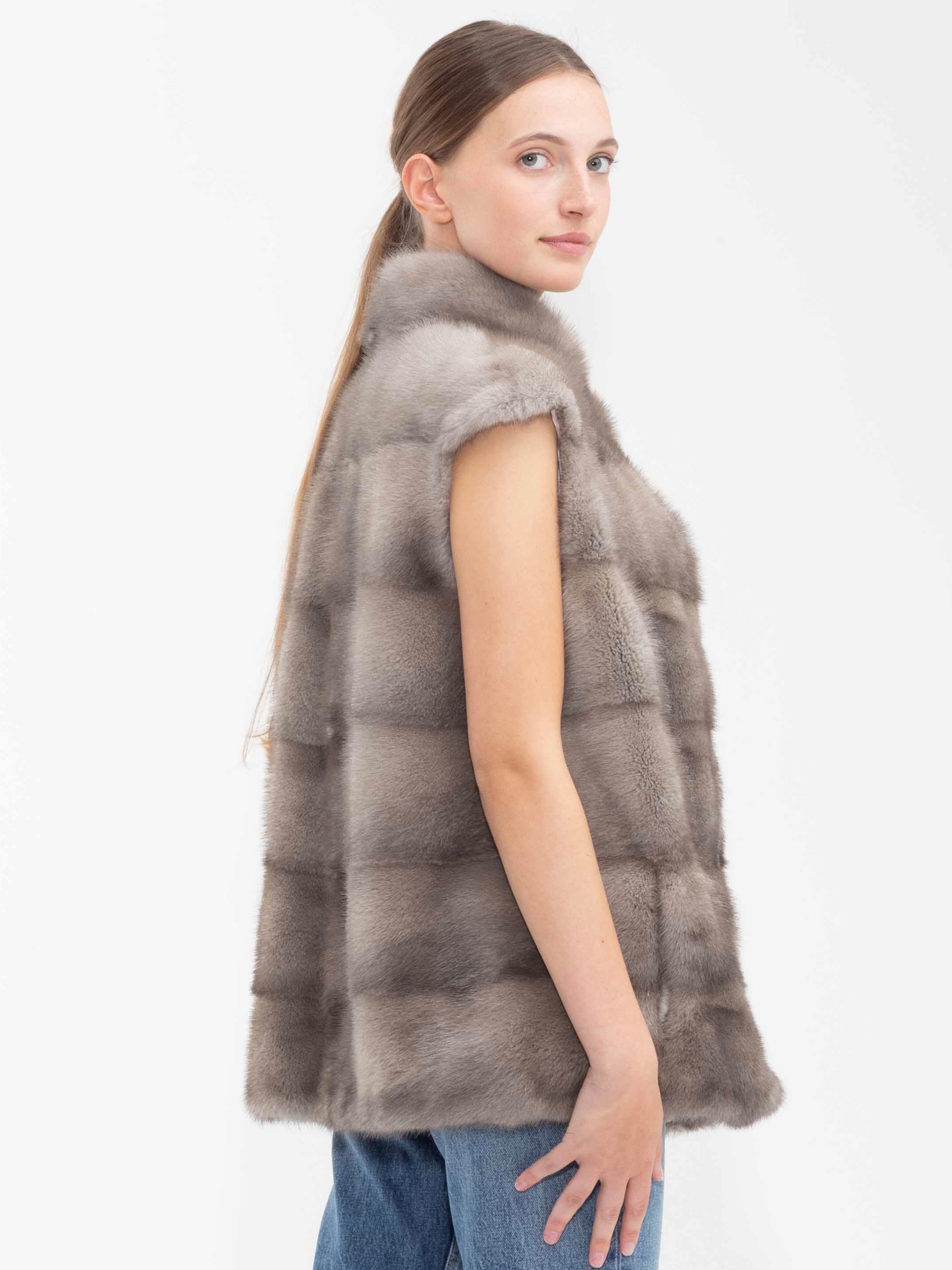 Beige Alice Gilet Grey alice-mink-gilet Coat S,M,L,Custom Size L.Cuppini