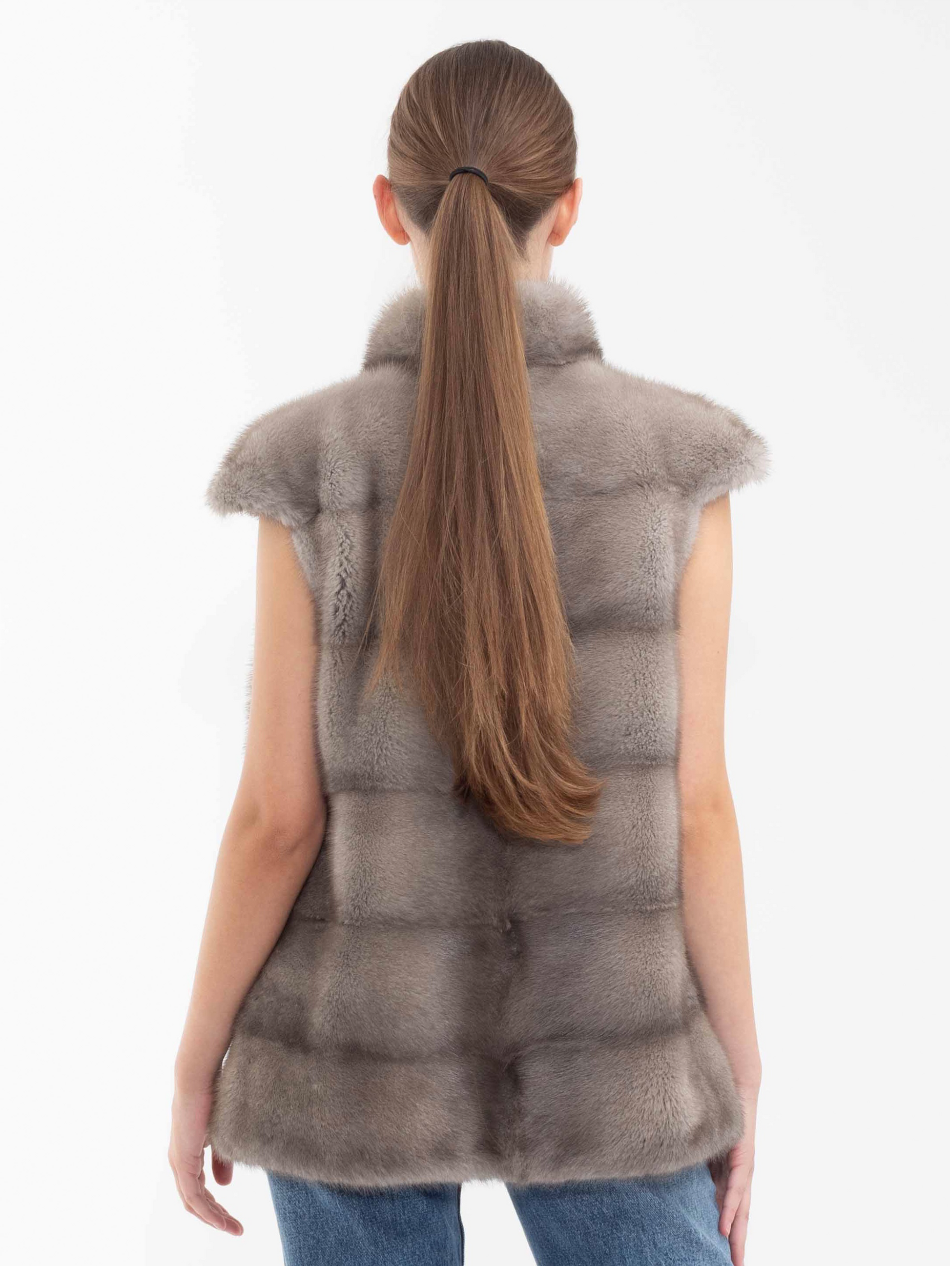 Dim Gray Alice Gilet Grey alice-mink-gilet Coat S,M,L,Custom Size L.Cuppini