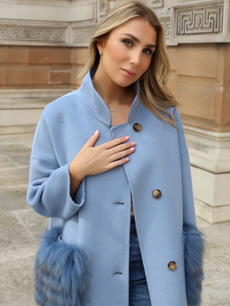Dark Gray Chelsea Cashmere Coat Blue chelsea-cashmere-coat-fur-pockets-blue Coat XS-S / Baby Blue,M-L / Baby Blue L.Cuppini