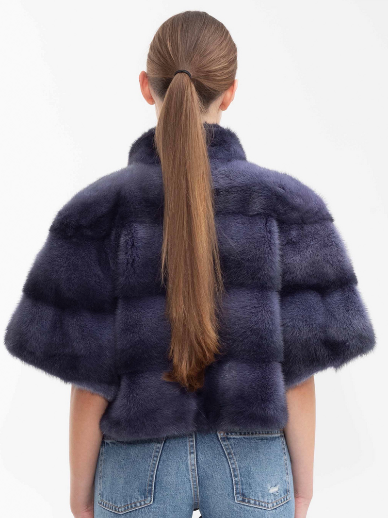 Dark Slate Gray Frida Bolero Midnight Blue cropped-mink-bolero Coat Small,Medium,Large (Ships 2-3 weeks after purchase is made) L.Cuppini