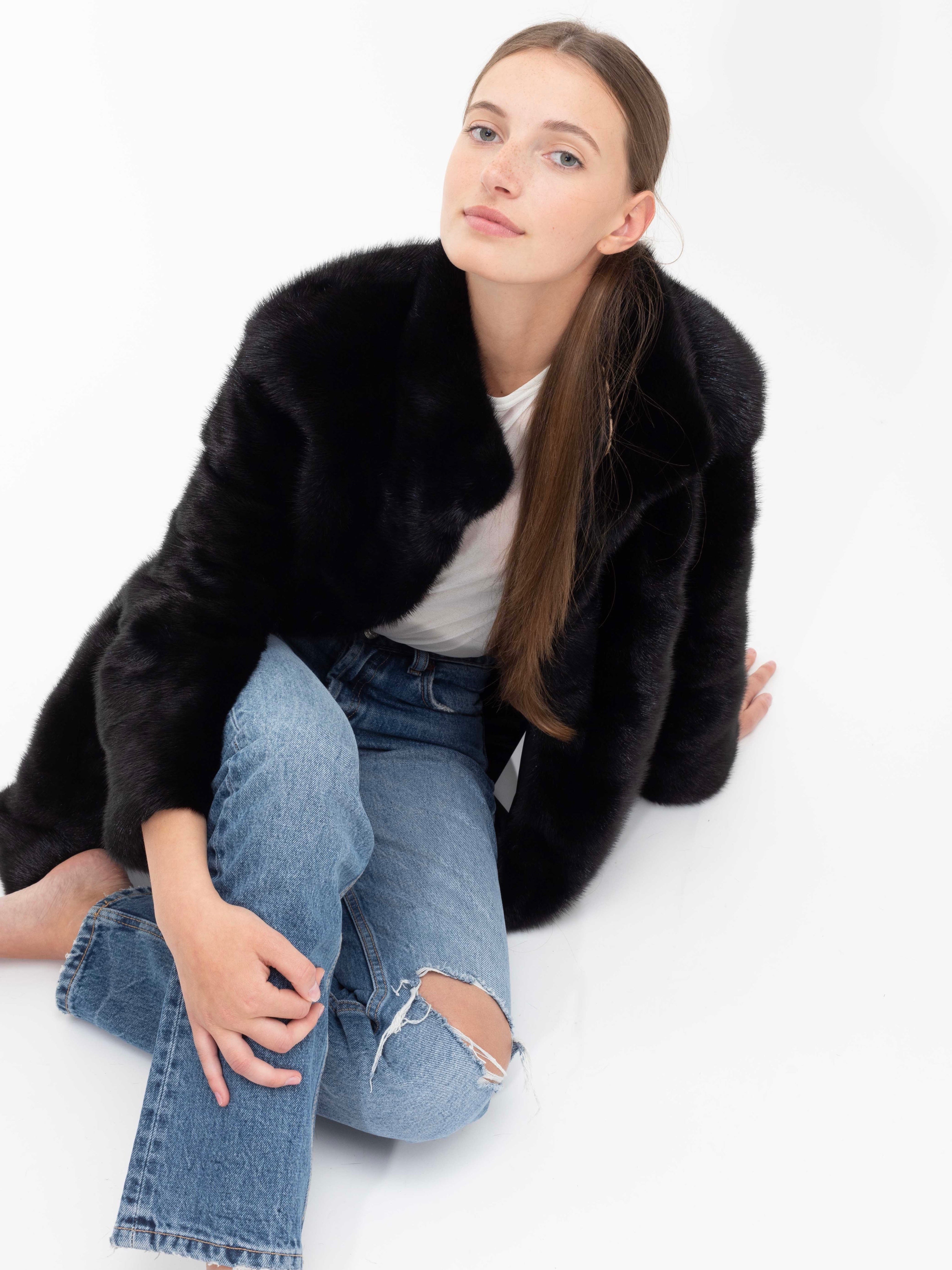 The Jona Coat - Black | Women's Mink Fur Coat – L.Cuppini