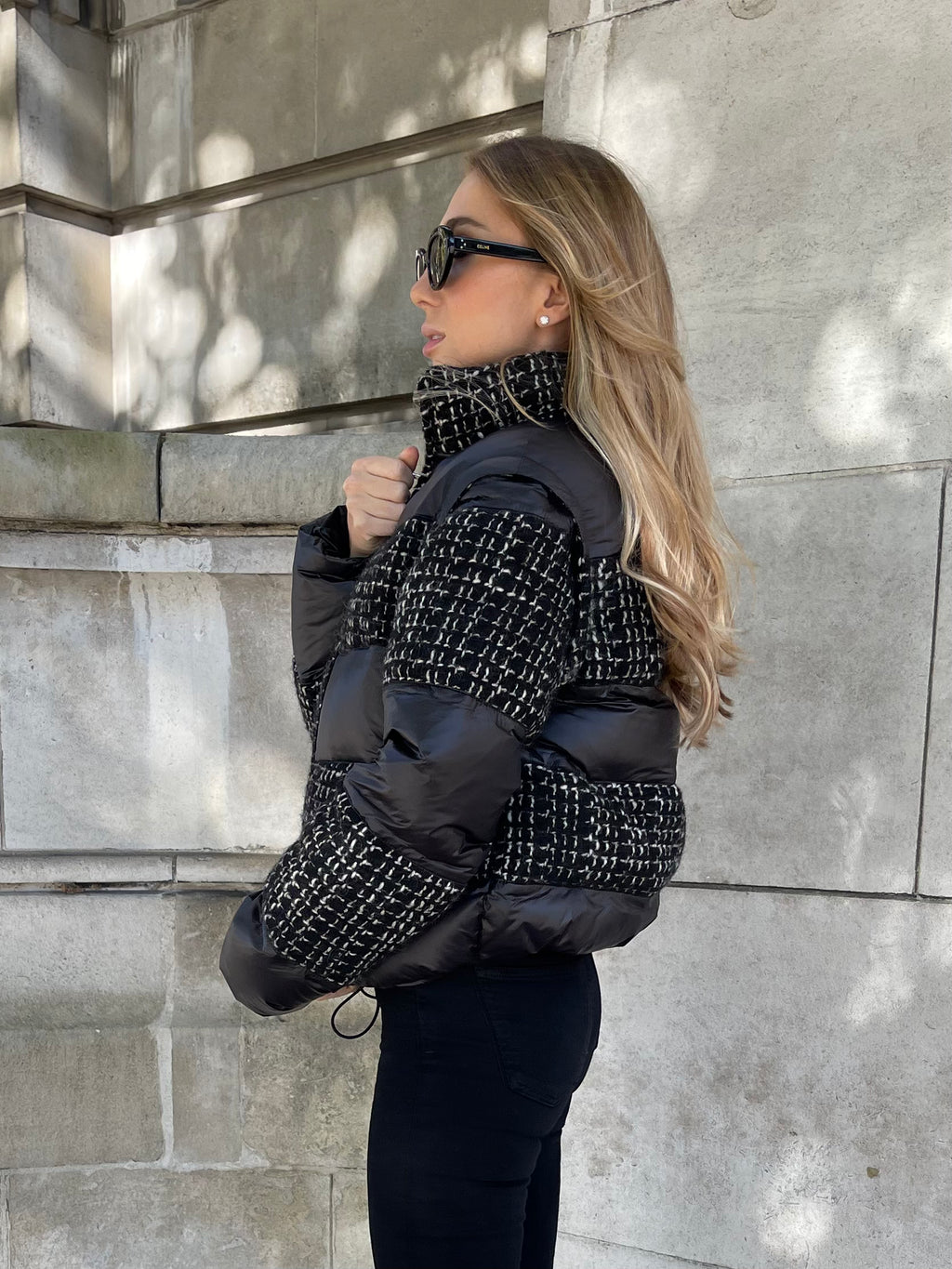 Dark Gray Eloise Tweed Puffer Jacket and Vest eloise-tweed-puffer-jacket Coat XS,S (Low in stock),M (Low in stock),L L.Cuppini