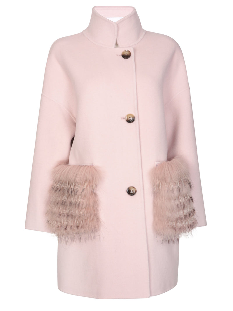 Light Gray Chelsea Cashmere Coat Pink chelsea-cashmere-coat-fur-pockets-pink Coat XS-S / Light Pink,M-L (low in stock) / Light Pink L.Cuppini
