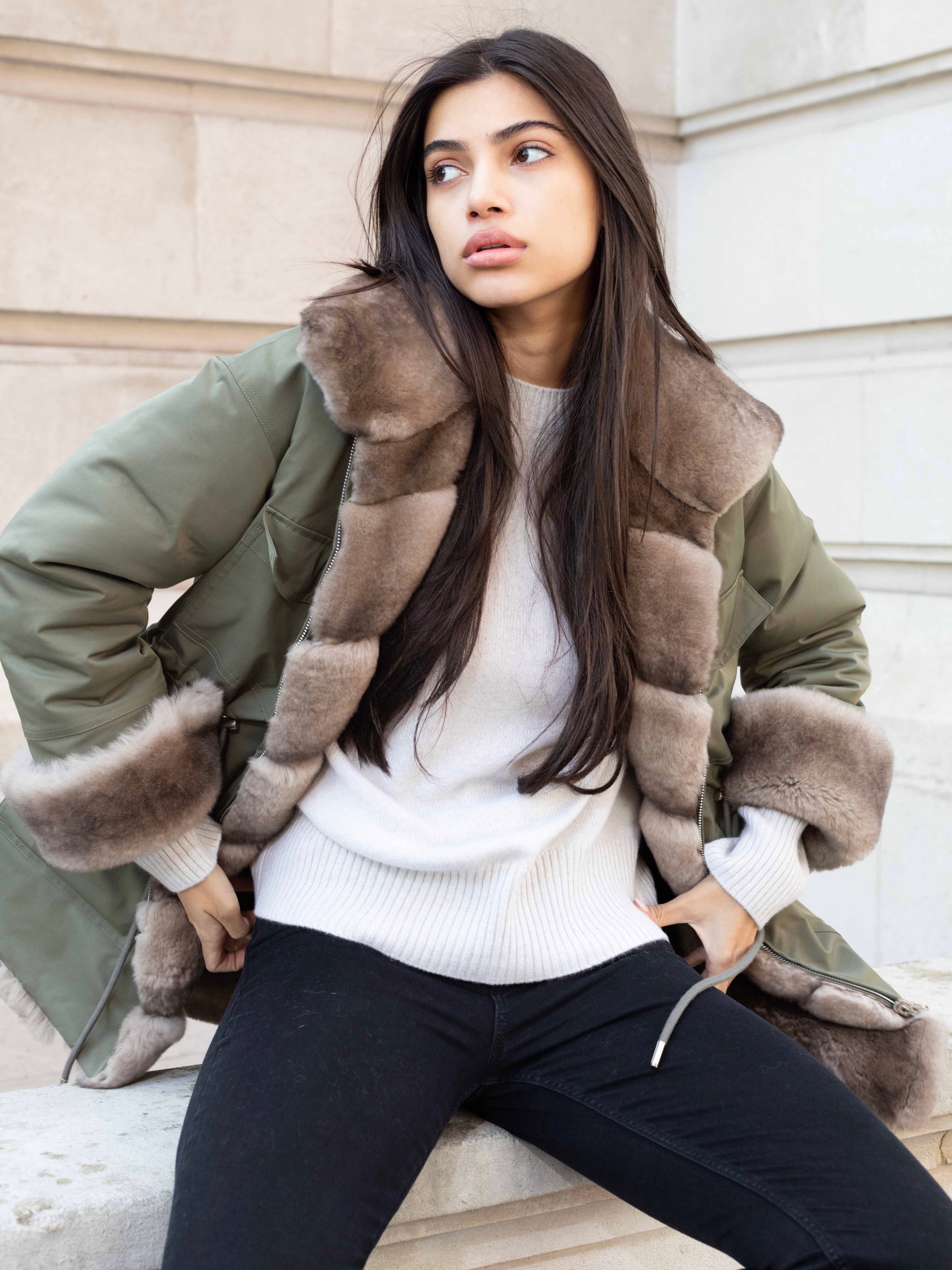 アウターその他 Opening Project W Corset Hood Zipup Khaki Zip-up - OPENING PROJECT
