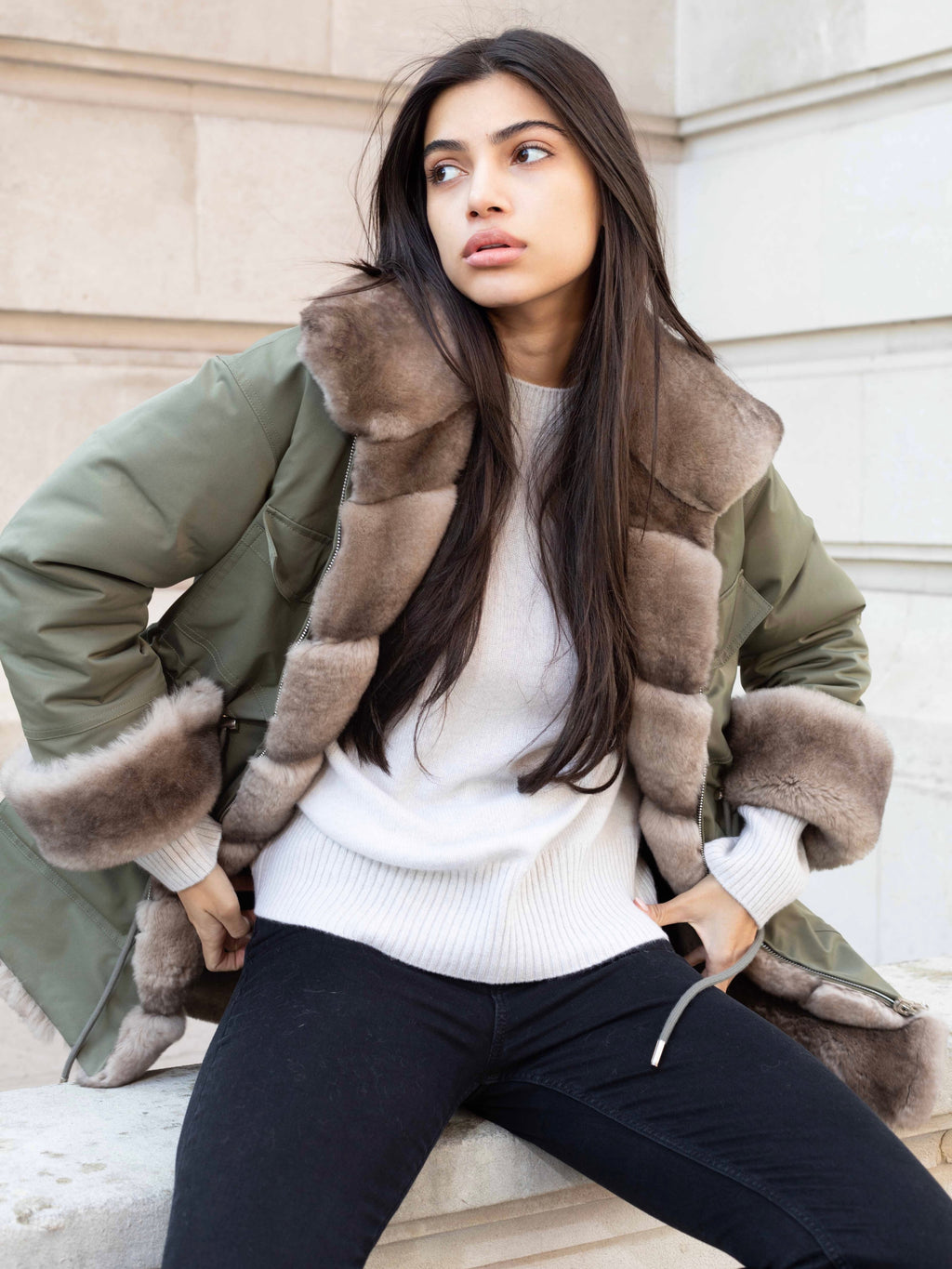 Light Gray The Elisa Parka Khaki Green the-elisa-parka-khaki-green Coat S,M,L L.Cuppini