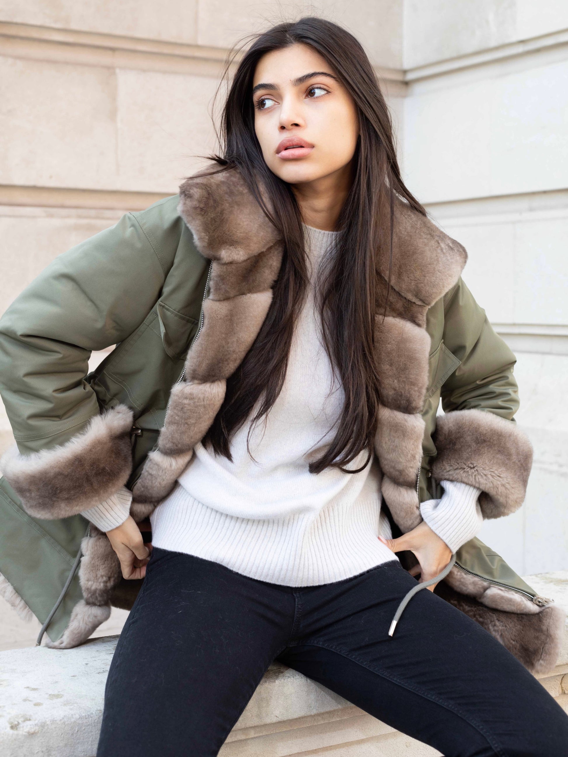Light Gray The Elisa Parka Khaki Green the-elisa-parka-khaki-green Coat S,M,L L.Cuppini