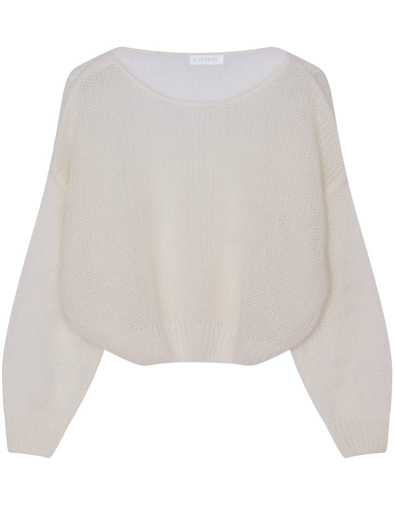 Light Gray Mohair and Alpaca Sweater White serena-mohair-and-alpaca-sweater-white Small L.Cuppini