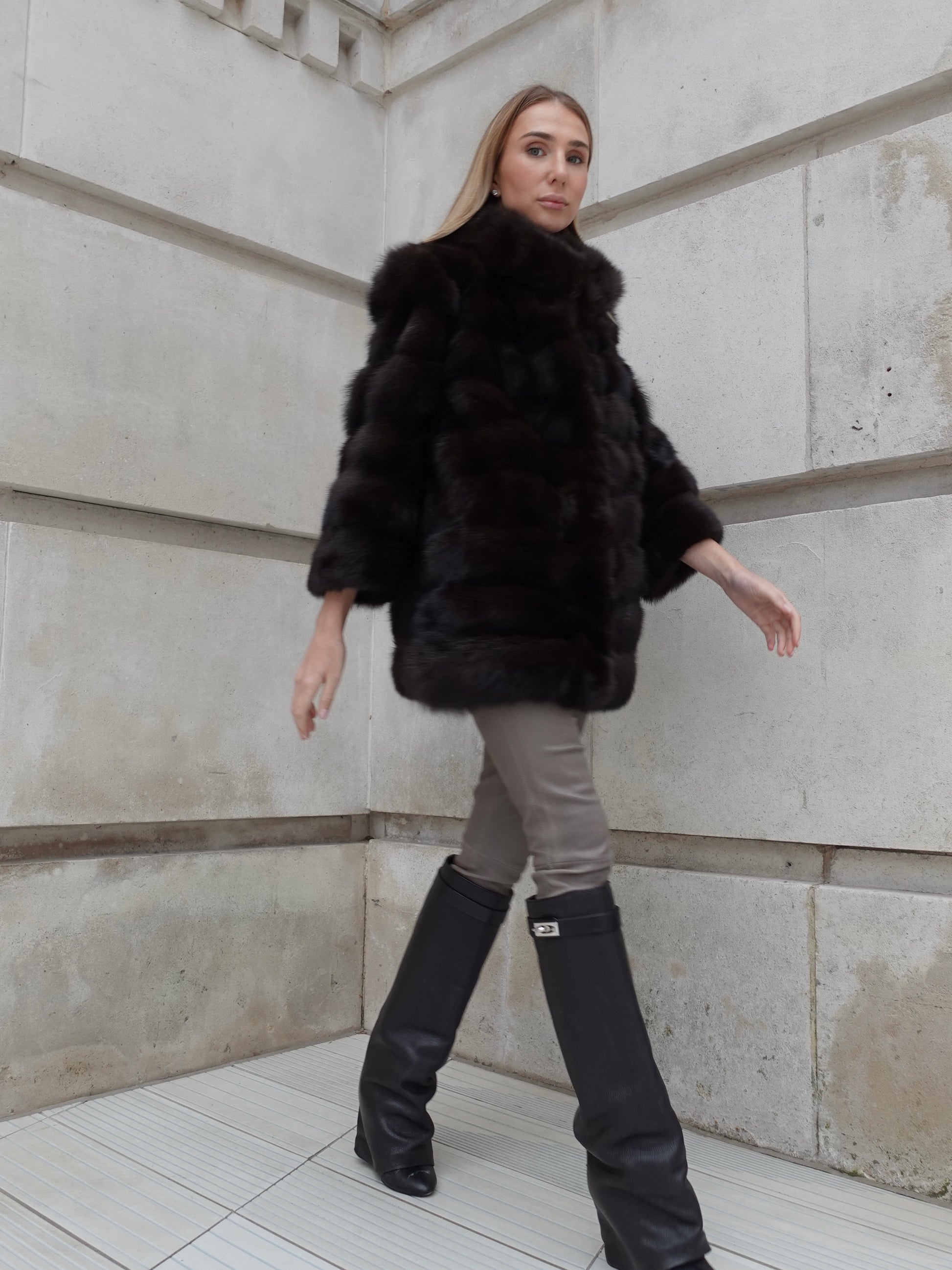 Dark Gray Sable Coat Dark Brown custom-order-sable-coat Coat Dark Brown / Bespoke sizing L.Cuppini