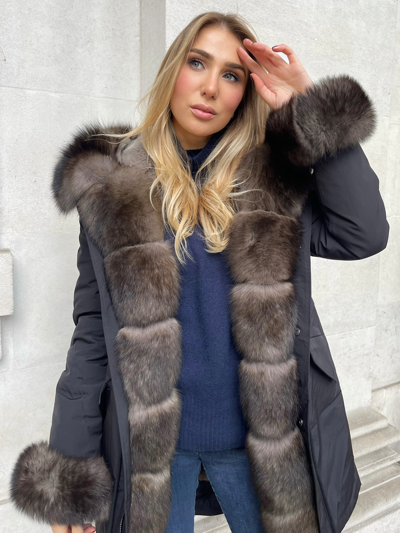 Fox fur parka coat on sale