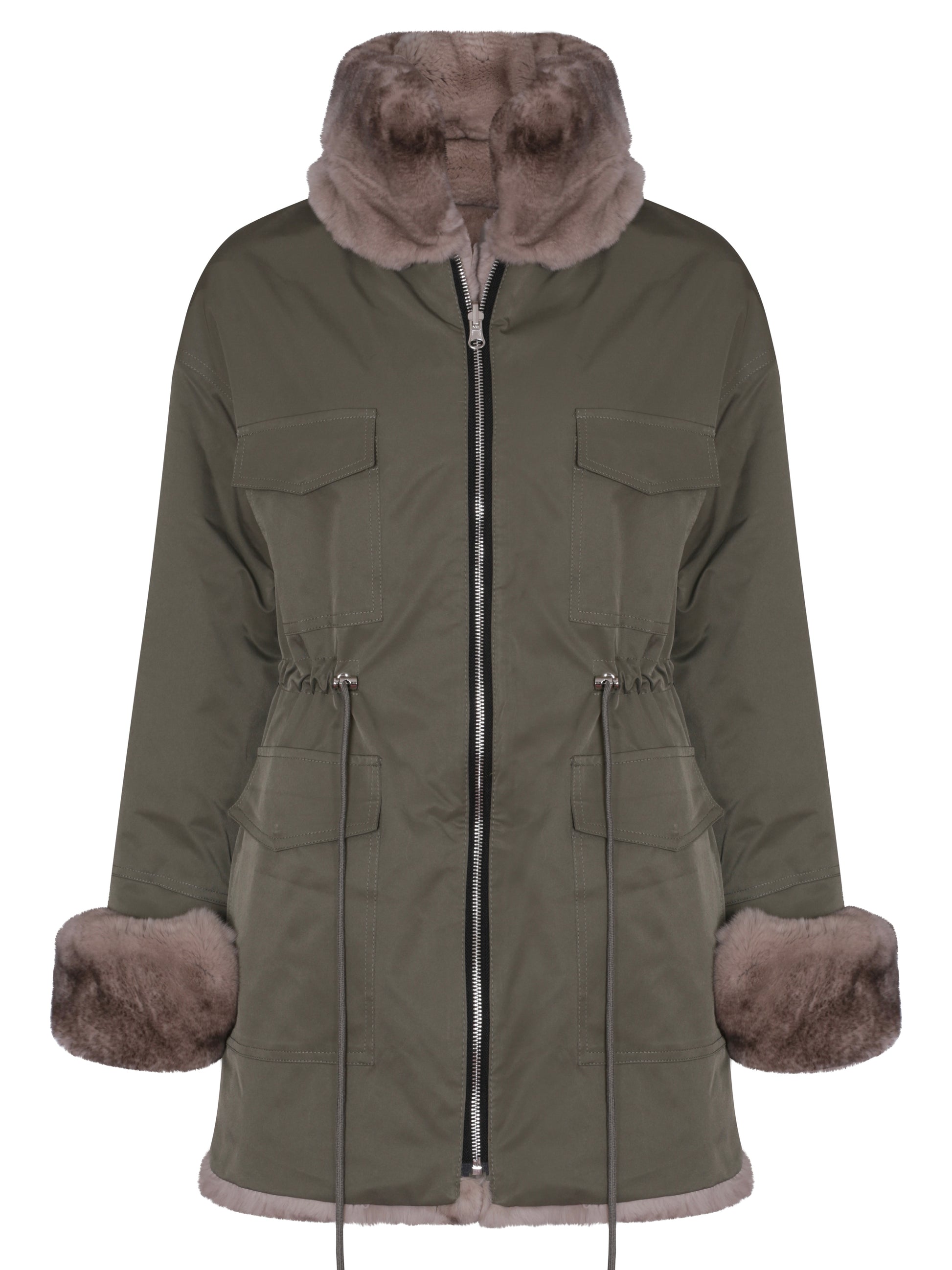 Dark Olive Green The Elisa Parka Khaki Green the-elisa-parka-khaki-green Coat S,M,L L.Cuppini