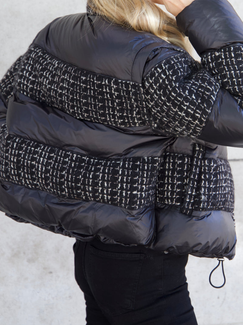 Dark Slate Gray Eloise Tweed Puffer Jacket and Vest eloise-tweed-puffer-jacket Coat XS,S,M,L L.Cuppini