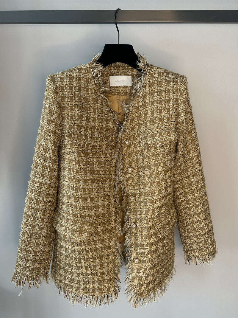 Dark Gray Blair Gold Tweed Blazer blair-gold-tweed-blazer Coat Small / Gold,Medium / Gold,Large / Gold L.Cuppini