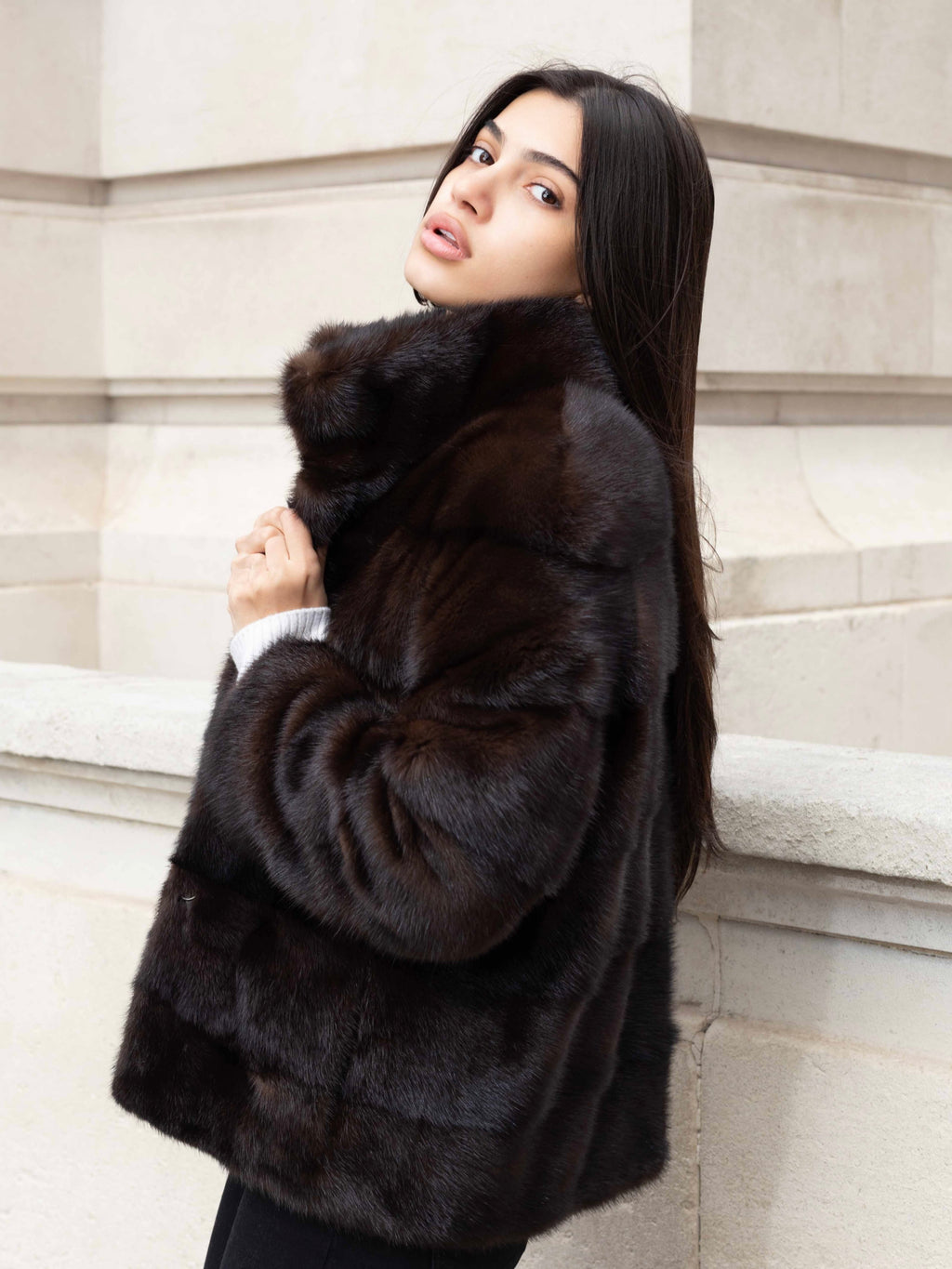 Black The Alexandra Jacket Brown the-alexandra-mink Coat XS,S,M,L,XL L.Cuppini