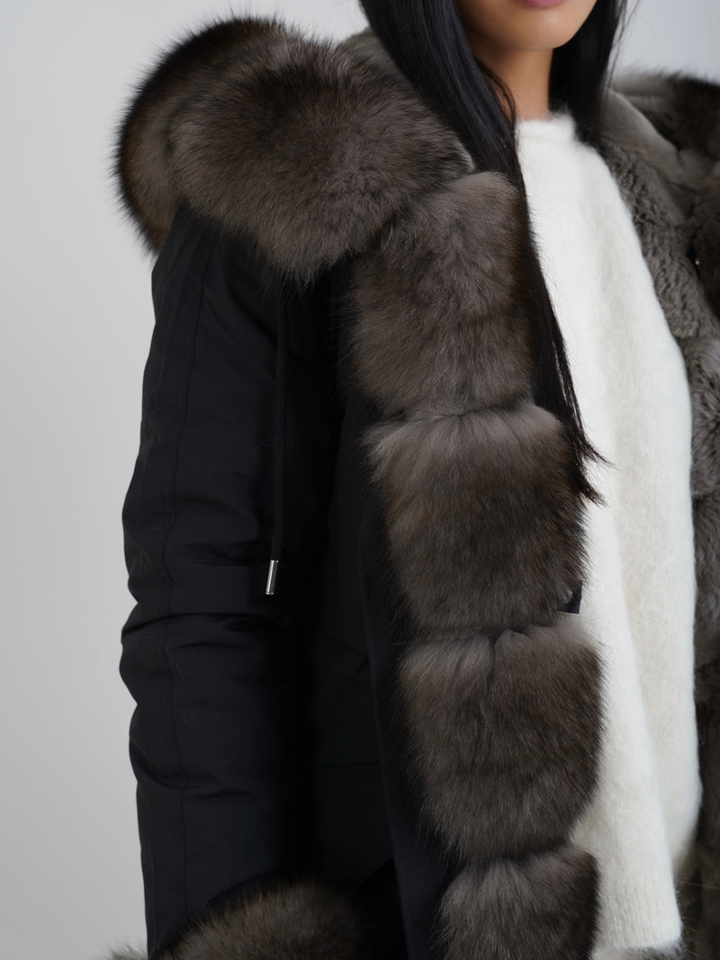 Gray Oslo Parka Black oslo-fox-rabbit-fur-parka Coat Extra Small / Black,Small / Black,Medium / Black,Large / Black L.Cuppini