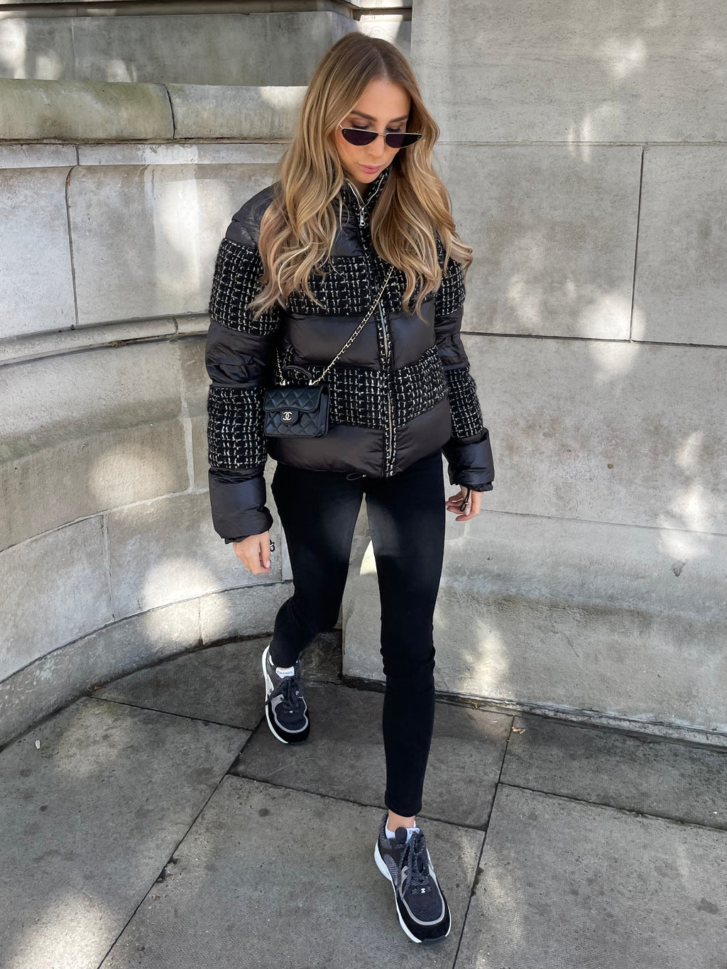 Light Slate Gray Eloise Tweed Puffer Jacket and Vest eloise-tweed-puffer-jacket Coat XS,S (Low in stock),M (Low in stock),L L.Cuppini