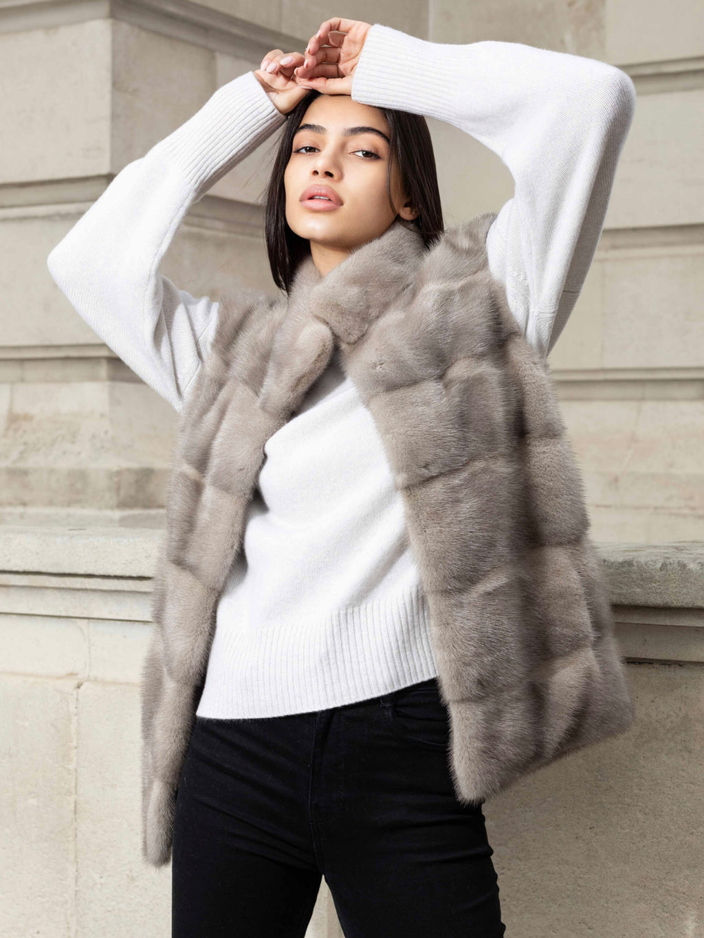 Gray Alice Gilet Grey alice-mink-gilet Coat S,M,L,Custom Size L.Cuppini