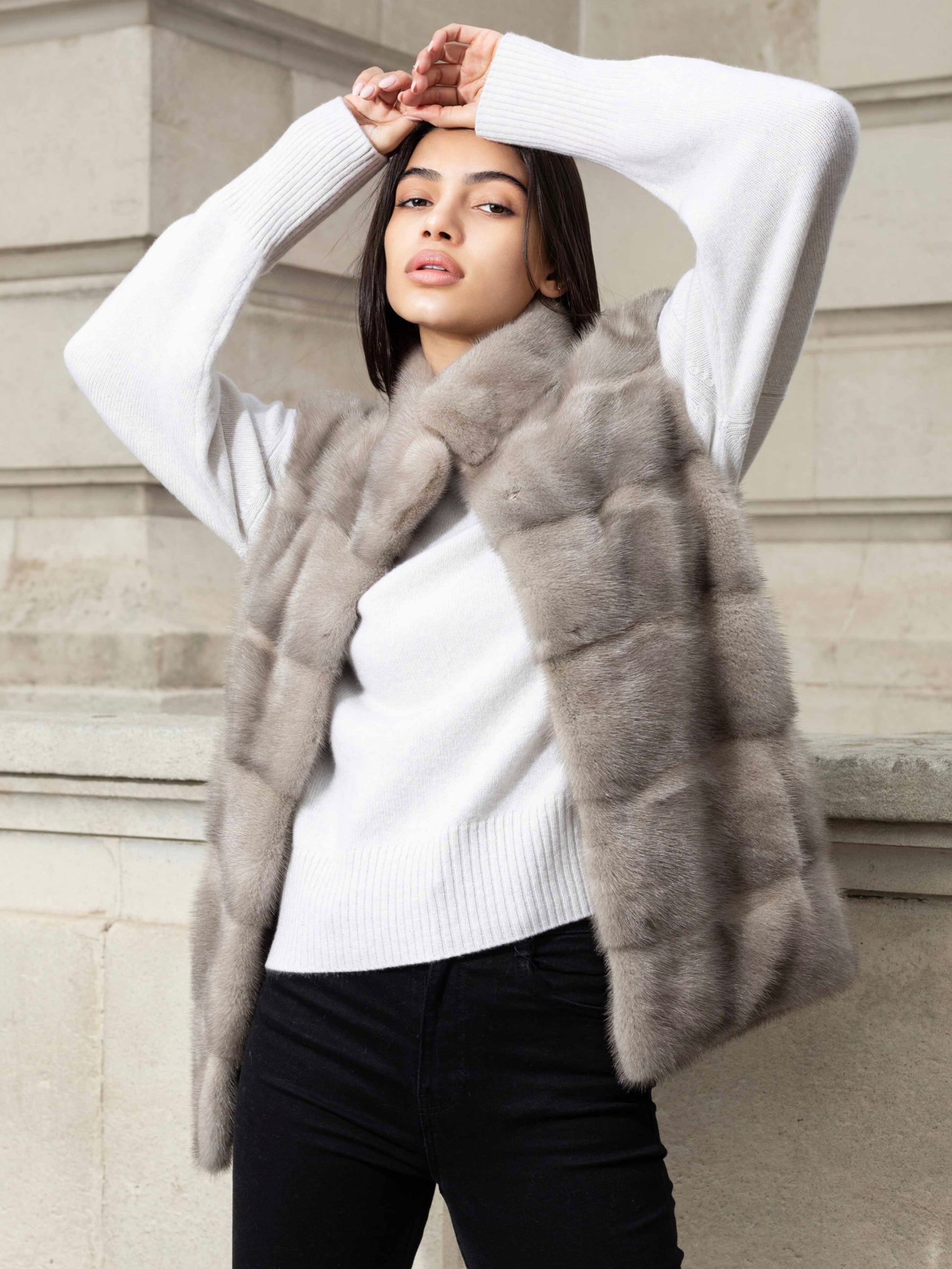 Gray Alice Gilet Grey alice-mink-gilet Coat S,M,L,Custom Size L.Cuppini