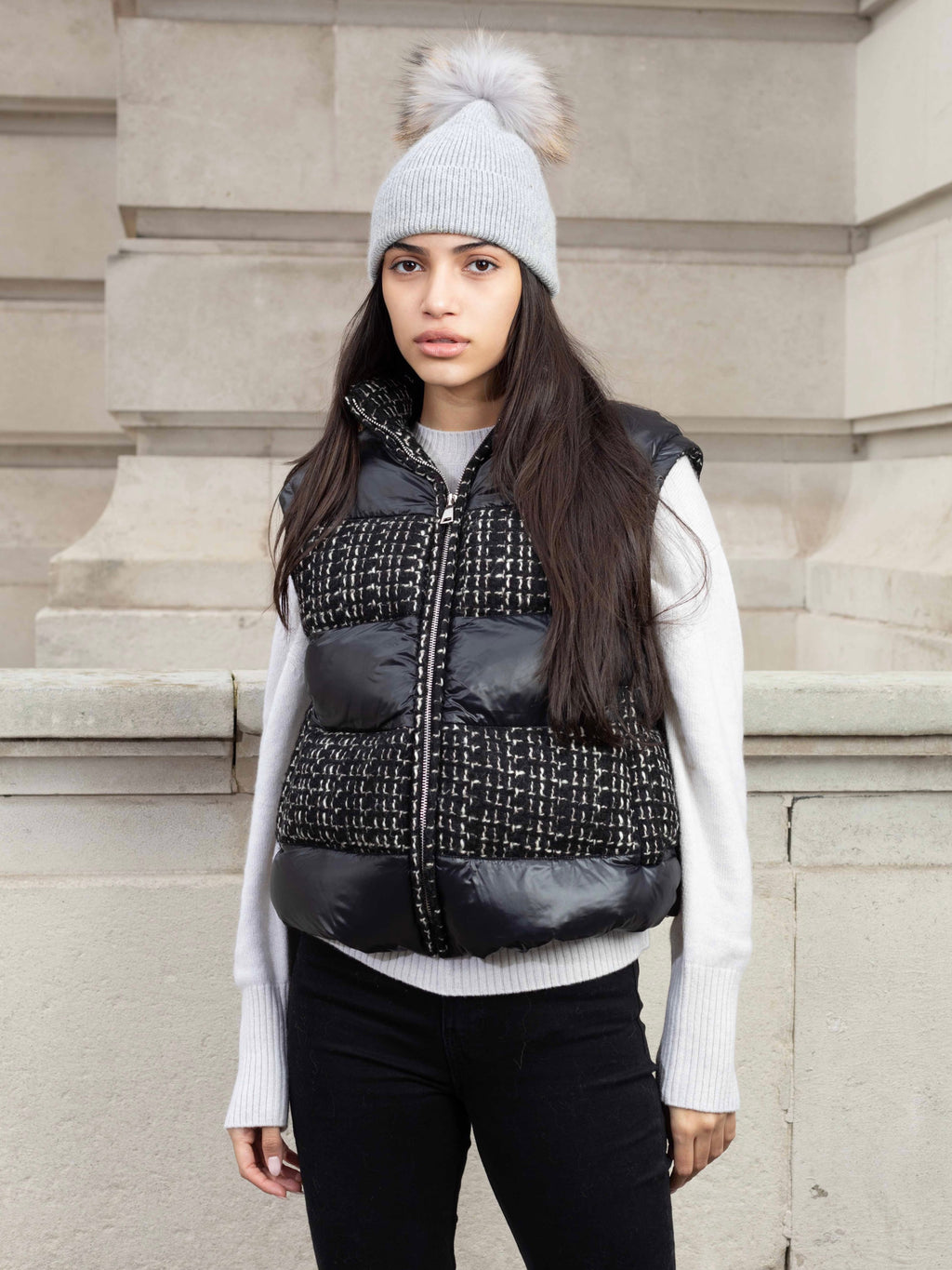 Gray Eloise Tweed Puffer Jacket and Vest eloise-tweed-puffer-jacket Coat XS,S (Low in stock),M (Low in stock),L L.Cuppini
