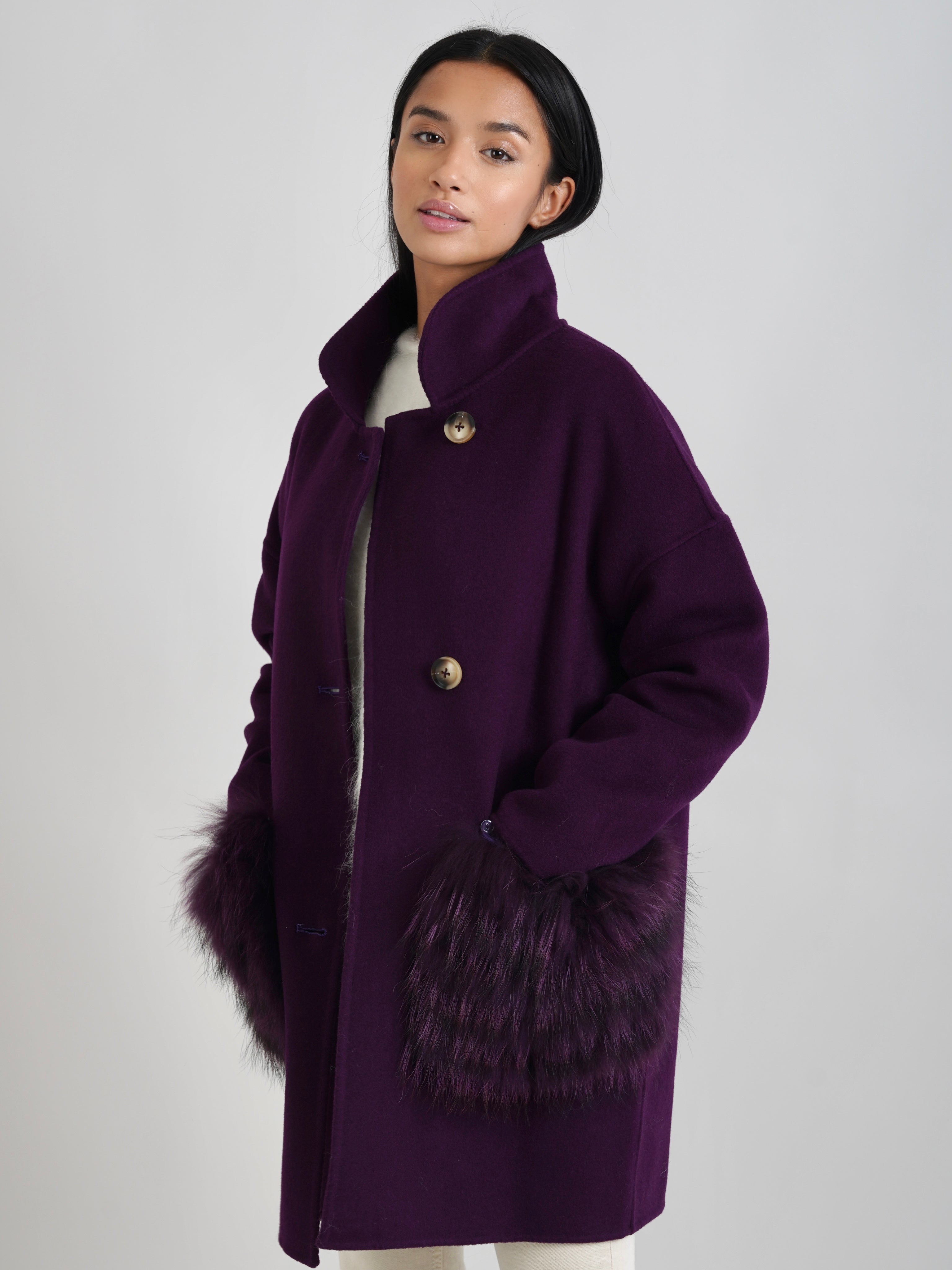 Chelsea Cashmere Coat Purple – L.Cuppini